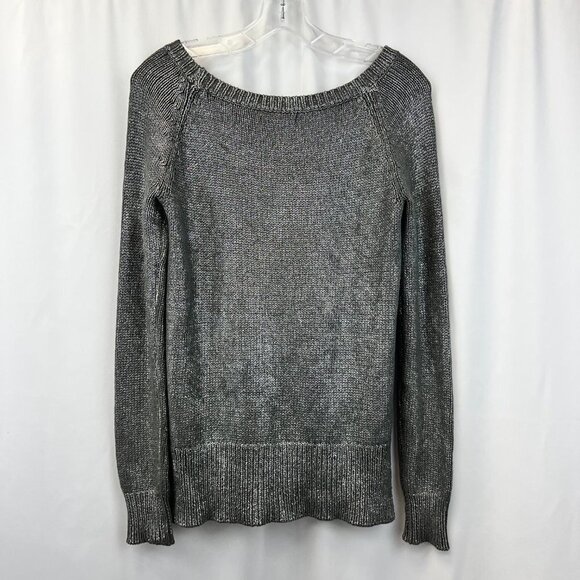 Ella Moss Womens Gray Glitter Cable Knitted Long Sleeve Pullover Sweater Size S - Picture 2 of 11